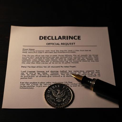 Fictional case authorisation form with an embossed seal
